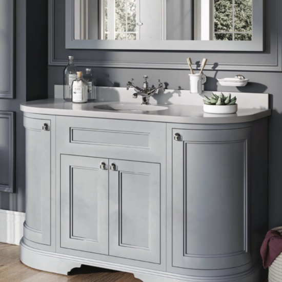 Freestanding 134 Curved Vanity Unit with doors