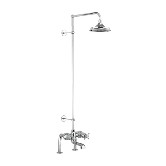 Tay Thermostatic Bath Shower Mixer Deck Mounted with Swivel Shower Arm (6 inch shower head)