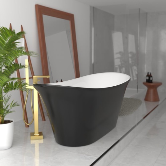 Side View of Freestanding Bow Bath in Black Bathroom Freestanding Bath in Bath