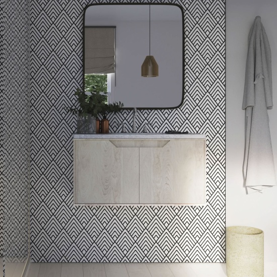 IDS Showerwall Acrylic Black Geo