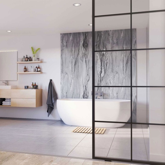 IDS Showerwall Grey Volterra Texture