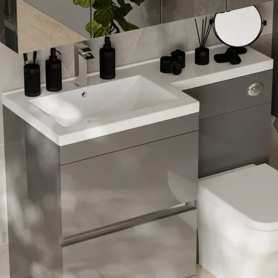 Pemberton L shape Bath Bathroom Furniture Suite Grey Pemberton L shape Bath Bathroom Furniture Suite Grey