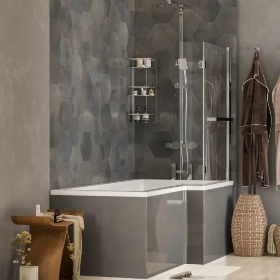 Pemberton L shape Bath Bathroom Furniture Suite Grey Pemberton L shape Bath Bathroom Furniture Suite Grey