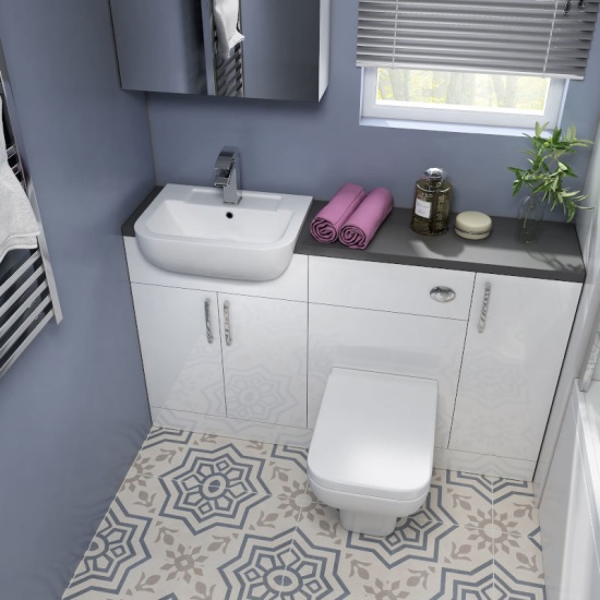 Oliver 1300 Fitted Furniture: Combination Vanity Unit, Toilet & Storage Extra Product Image For Oliver 1300 Unit With Sink Toilet & Storage Bathroom Fitted Furniture Set 2