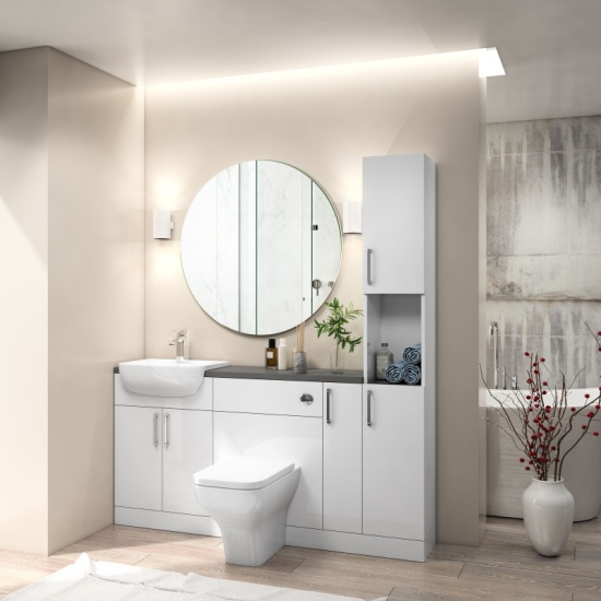 Oliver 1700 Fitted Furniture: Combination Vanity Unit, Tall Storage & Toilet Extra Product Image For Oliver 1700 Fitted Furniture: Combination Vanity Unit, Tall Storage & Toilet 1