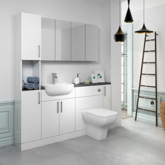 Oliver 1700 Fitted Furniture Suite: Combination Vanity Unit, Toilet, Mirror Cabinets & Tall Storage Extra Product Image For Oliver 1700 Fitted Furniture Suite: Combination Vanity Unit, Toilet, Mirror Cabinets & Tall Storage 1