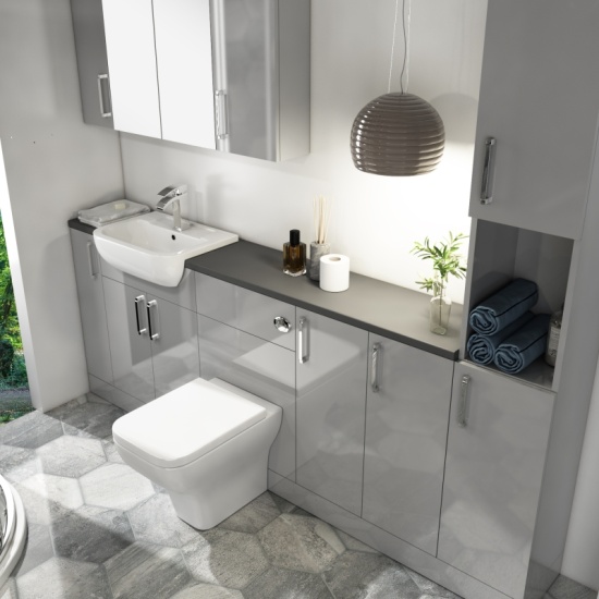 Oliver 2200 Fitted Furniture Suite: Combination Vanity Unit, Toilet, Tall Boys, Wall Storage & Mirror Cabinet 2200 SUITE FITTED FURNITURE OLIVER