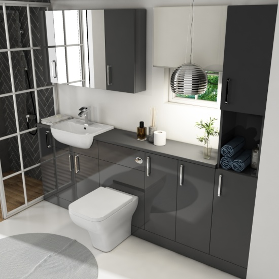 Oliver 2200 Fitted Furniture Suite: Combination Vanity Unit, Toilet, Tall Boys, Wall Storage & Mirror Cabinet Extra Product Image For Oliver 2200 Unit With Sink Toilet Tall Boys Wall Storage & Mirror Cabinet Bathroom Fitted Furniture Set 1