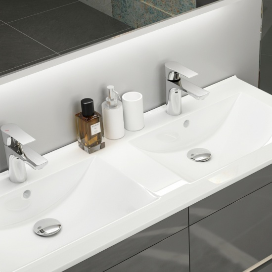 Pemberton 1200mm Freestanding Modern Double-Basin Grey Vanity Unit - Handleless Design Extra Product Image For Pemberton 1200Mm Freestanding Modern Double-Basin Grey Vanity Unit - Handleless Design 3