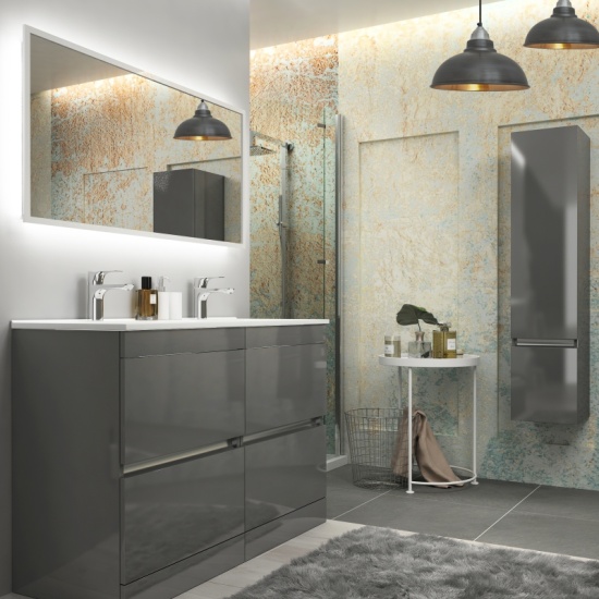 Pemberton 1200mm Freestanding Modern Double-Basin Grey Vanity Unit - Handleless Design Extra Product Image For Pemberton 1200Mm Freestanding Modern Double-Basin Grey Vanity Unit - Handleless Design 4