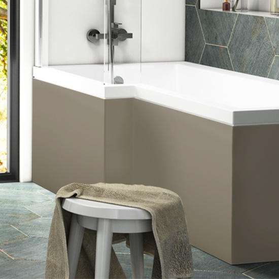 Pemberton L shape Left Hand Shower Bath Gold