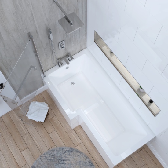 Pemberton White L Shape Shower Bath