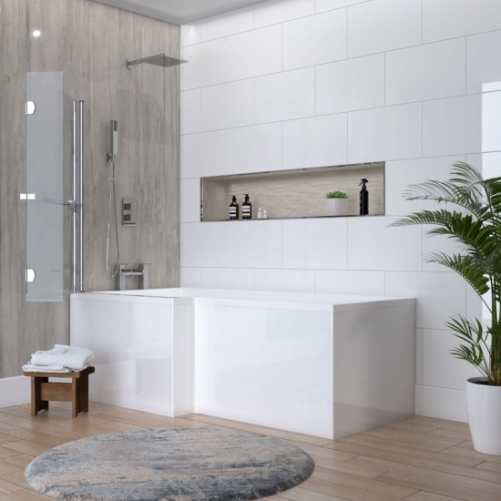 Laguna L Shape Shower Bath (left Handed)