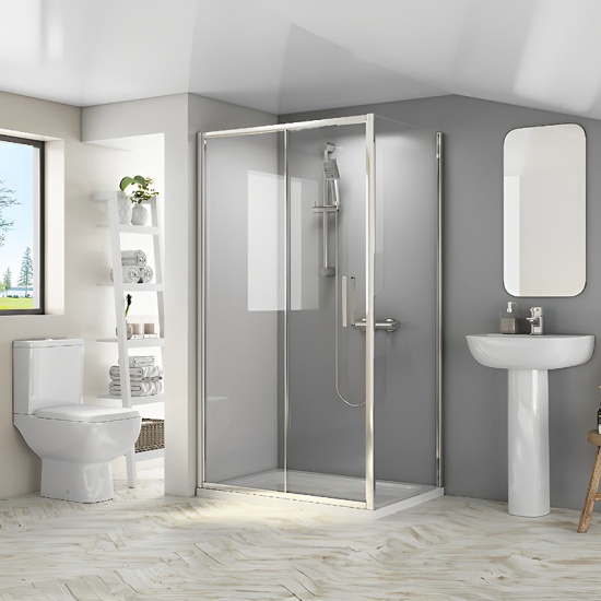 Radiant Reduced Height Shower Suite Slider Basin Pedestal Toilet