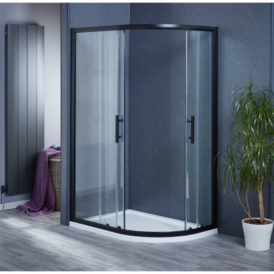 Bentley Black Quadrant Shower Enclosure 900 OPEN DOORS Bentley Black Quadrant Shower Enclosure 900 OPEN DOORS