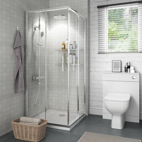 Patello White Shower Suite 1000 Basin Unit Storage Corner Shower Toilet