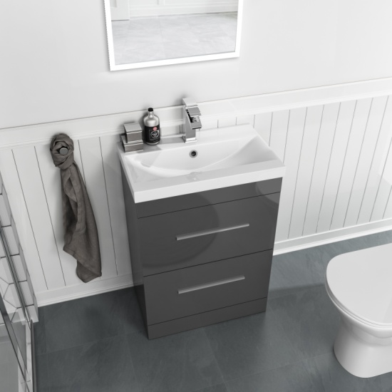 Patello Grey Shower Suite 600 Vanity Corner Shower Close Coupled Toilet
