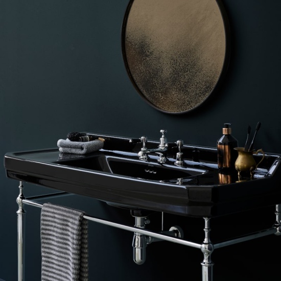 Burlington Jet Black 1200 Washstand Basin