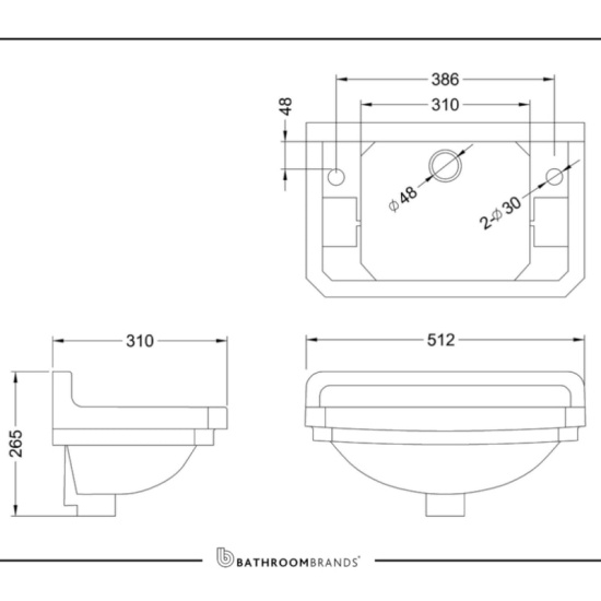 Burlington Jet Black 510 Wall Basin