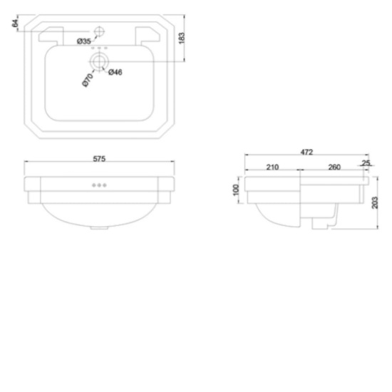 Burlington Jet Black Basin 580