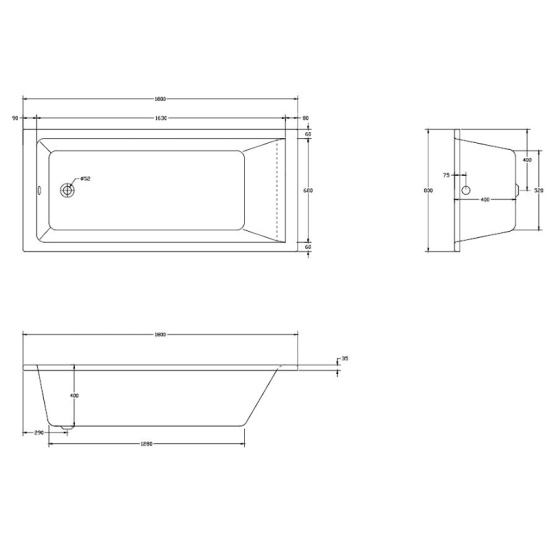 Galaxy 1800 Rectangular Bath