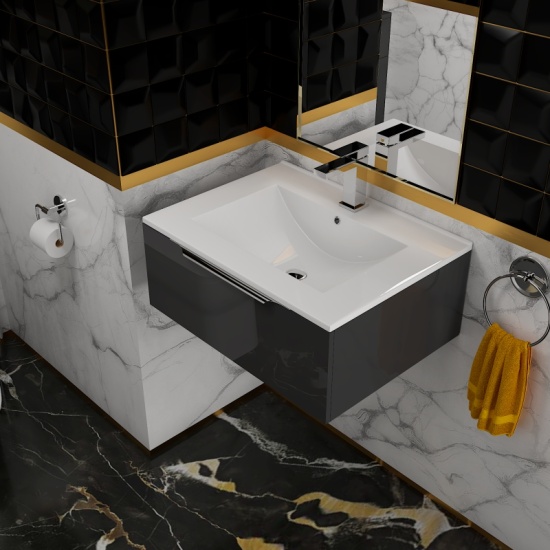 Jivana 600mm Wall Hung Grey Basin Unit Extra Product Image For Jivana Mm Wall Hung Basin Unit Grey 2