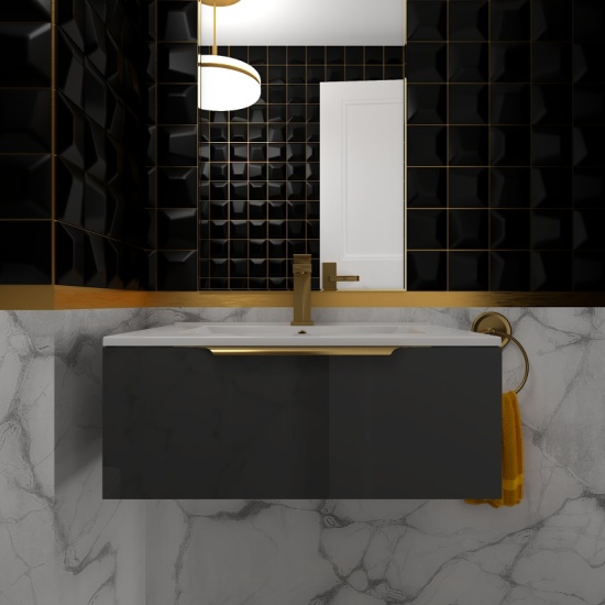 Jivana 600mm Wall Hung Grey Basin Unit Extra Product Image For Jivana Mm Wall Hung Basin Unit Grey 3
