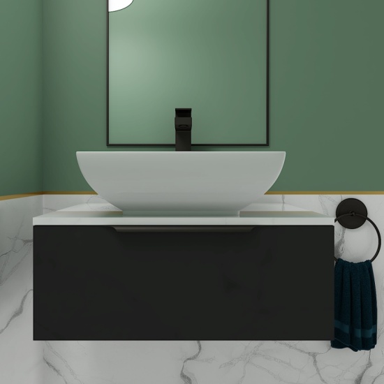 Jivana 600mm Wall Hung Grey Countertop Basin Unit Jivana 600 Wall Countertop Vanity Unit Grey