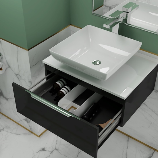 Jivana 600 Wall Countertop Vanity Unit Grey
