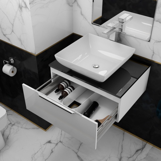 Jivana 600 Wall Countertop Vanity Unit White