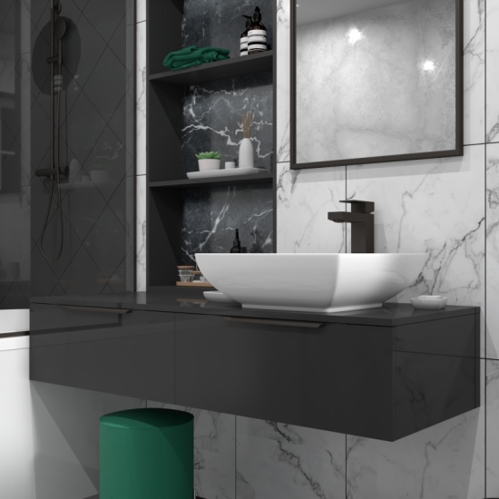 Jivana 1200mm Wall Hung Grey Vanity Unit Jivana 1200 Wall Single Countertop Basin Unit Grey