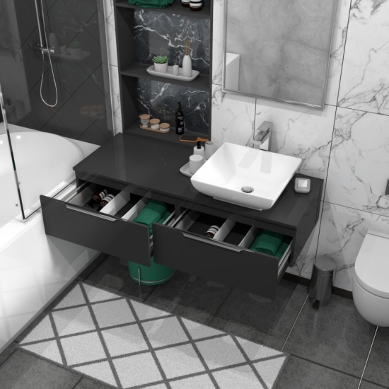 Jivana 1200mm Wall Hung Grey Vanity Unit Extra Product Image For Jivana Mm Wall Hung Vanity Unit 2