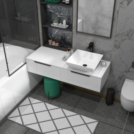 Jivana 1200 Wall Single Countertop Basin Unit White Jivana 1200 Wall Single Countertop Basin Unit White