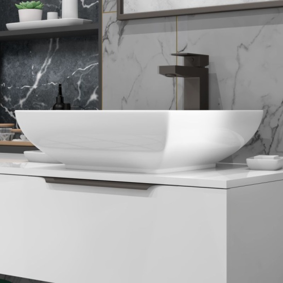 Jivana 1200 Wall Single Countertop Basin Unit White Jivana 1200 Wall Single Countertop Basin Unit White