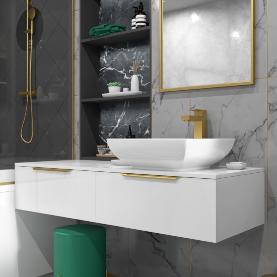 Jivana 1200 Wall Single Countertop Basin Unit White