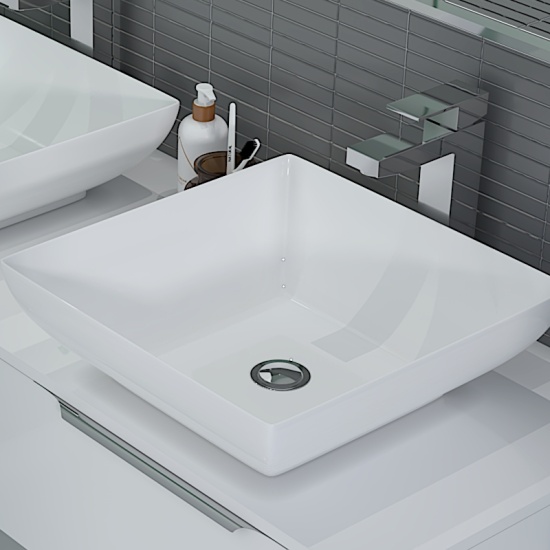 Jivana Gold Tall Basin Mono Mixer Tap Room Scene Side View of Jivana Gold Tall Tap