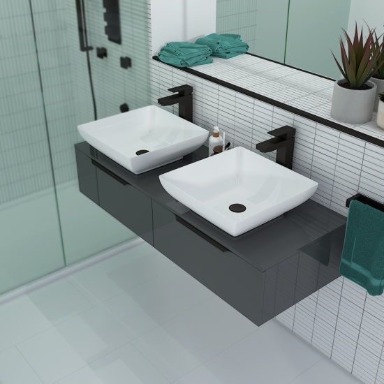 Jivana 1200mm Wall Hung Grey Countertop Vanity Unit Jivana 1200 Wall Double Countertop Vanity Unit Grey