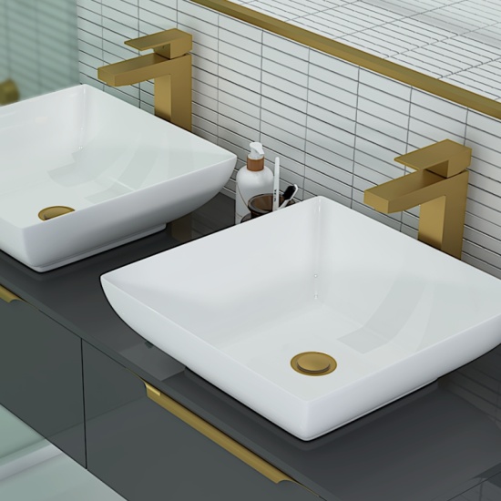 Jivana 1200 Wall Double Countertop Vanity Unit Grey