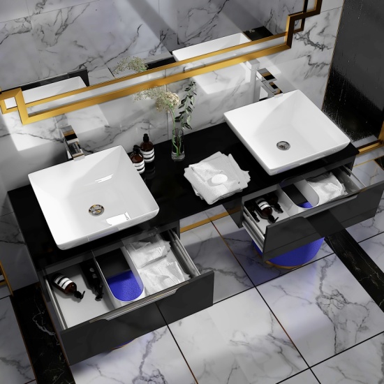 Jivana 1500 Wall Double Countertop Vanity Unit Grey Jivana 1500 Wall Double Countertop Vanity Unit Grey