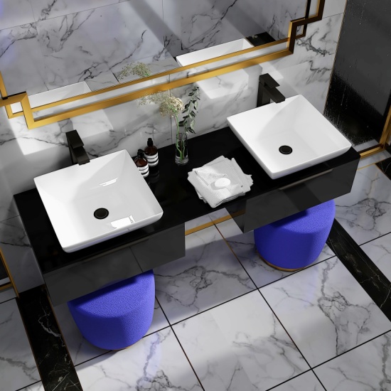 Jivana 1500 Wall Double Countertop Vanity Unit Grey Jivana 1500 Wall Double Countertop Vanity Unit Grey
