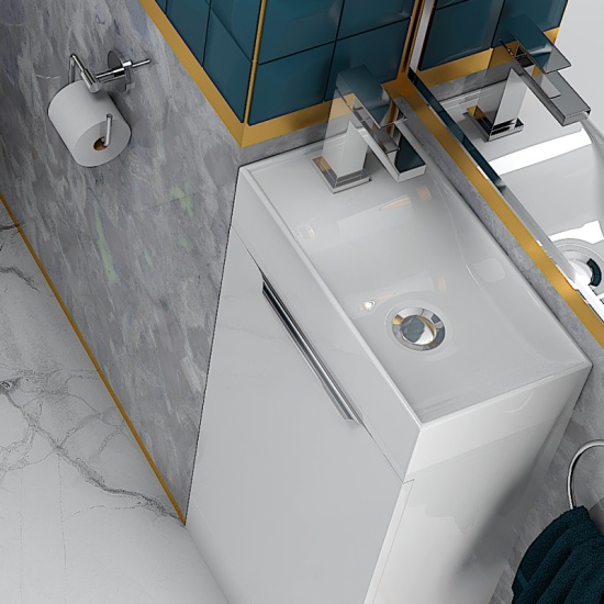 Jivana 410 White Cloakroom Sink Unit