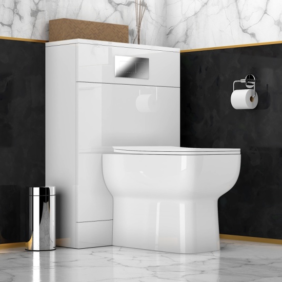 Jivana 325 White Basin Cabinet WC Toilet Unit