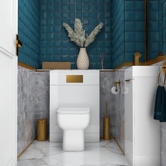 Jivana 410 White Sink Cabinet WC Toilet Unit