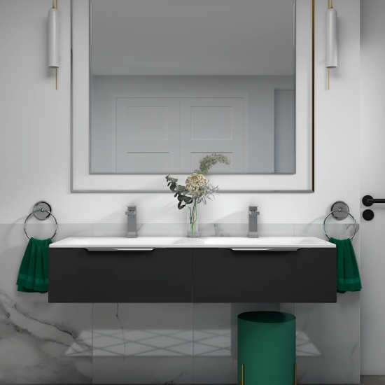 Jivana 1200mm Wall Hung Grey Double Vanity Unit Jivana 1200 Wall Double Vanity Unit Grey