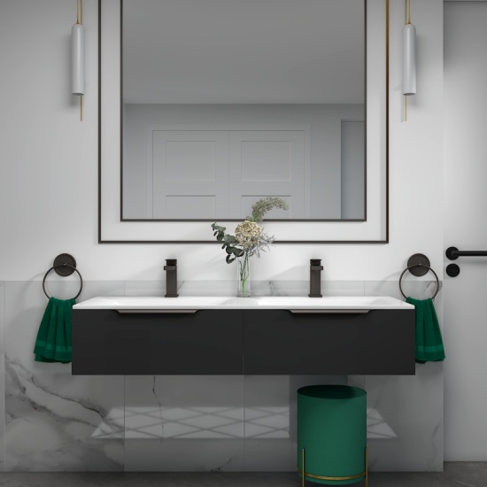 Jivana 1200mm Wall Hung Grey Double Vanity Unit Extra Product Image For Jivana Wall Twin Vanity Unit White 1