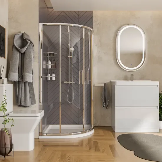 Ashford 800 Grey Bathroom Suite Basin Unit Shower Toilet
