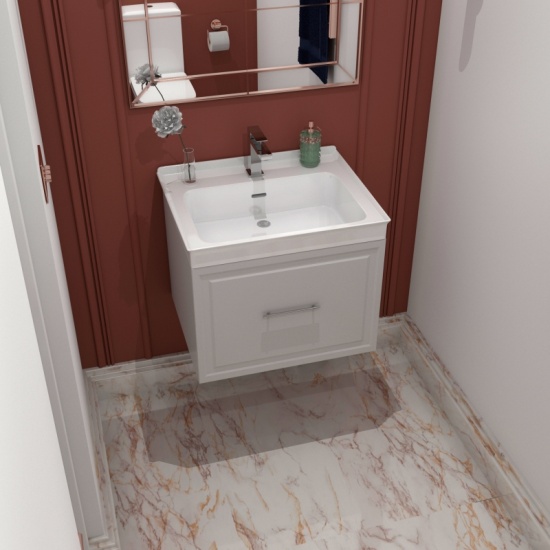 Chester Traditional 600 Wall Hung Vanity Unit: Pearl Grey, Deep Basin Extra Product Image For Chester Traditional Wall Hung Vanity Unit Pearl Grey 3