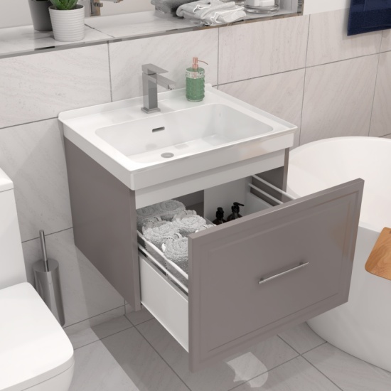 Chester Traditional Bathroom Suite: Wall Hung Cashmere Vanity Unit, Rimless Toilet, 1700 Freestanding Bath Extra Product Image For Chester Traditional Bathroom Suite 5