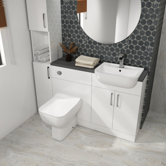 Oliver Shower Suite 1500 Fitted Furniture: Combination Vanity Unit, Toilet & Tall Storage with 900 Quad Shower Cubicle Extra Product Image For Oliver Suite Fitted Furniture Combination 6