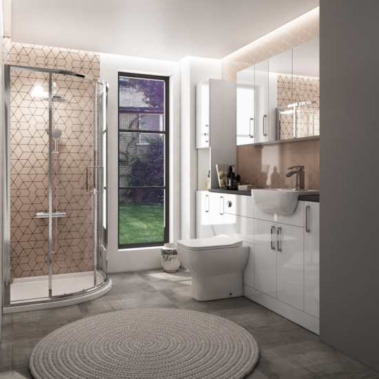 Oliver 1900 Fitted Furniture Shower Suite: Combination Vanity Unit, Tall Boy, Toilet & Mirror Cabinet with 900 Quad Shower Enclosure Extra Product Image For Oliver Suite Fitted Furniture Suite Combination 3